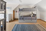 With space for 6, the 2nd floor bunk room is perfect for all the kids